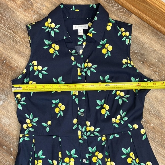 Charter Club Women's Blue Shirt Dress Size 6 Lemon Novelty Print Rockabilly - Picture 9 of 15